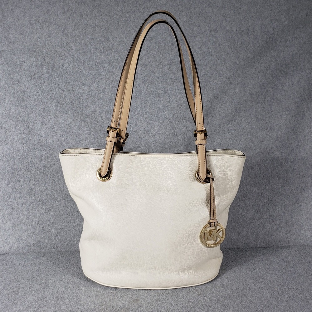 Michael Kors Tote Bedford Medium Vanilla Pebbled Leather Shoulder Bag Quiet Lux
